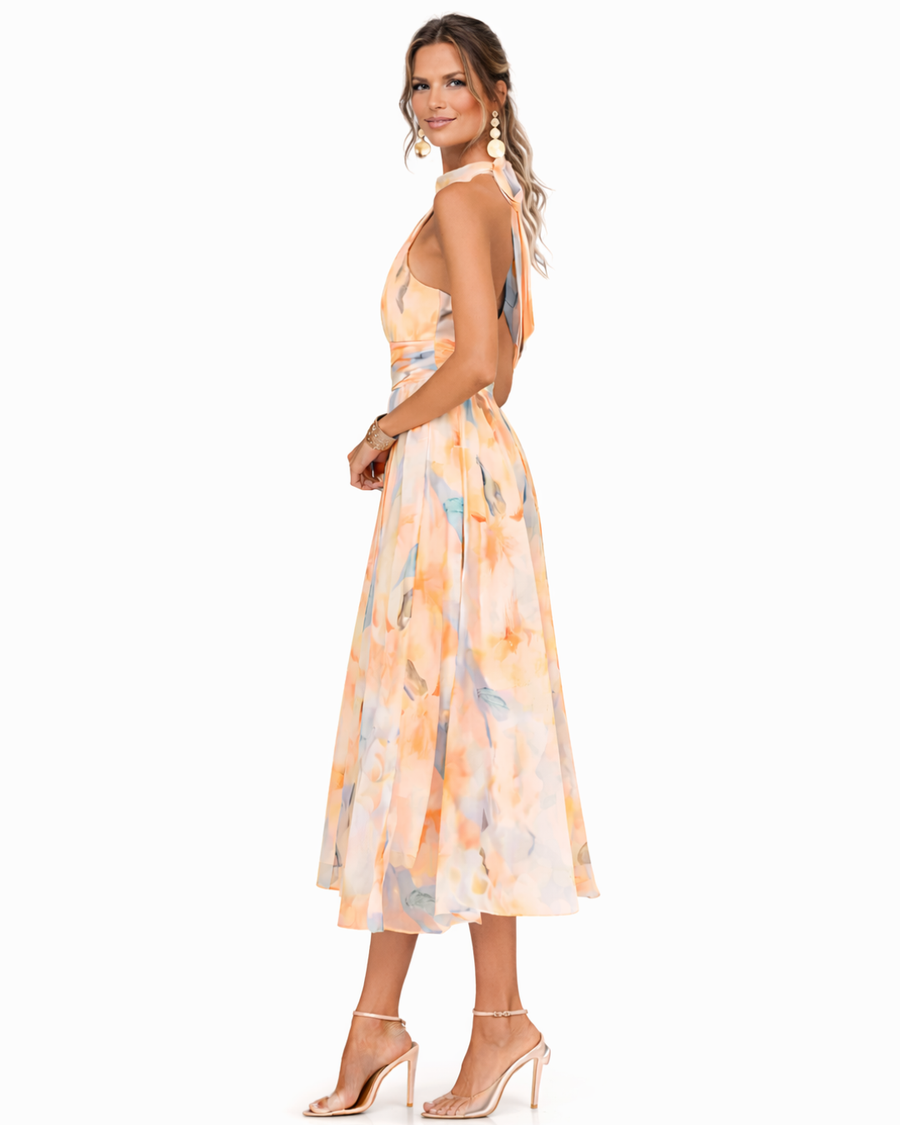 AURORA | Robe Halter de Style Aquarelle
