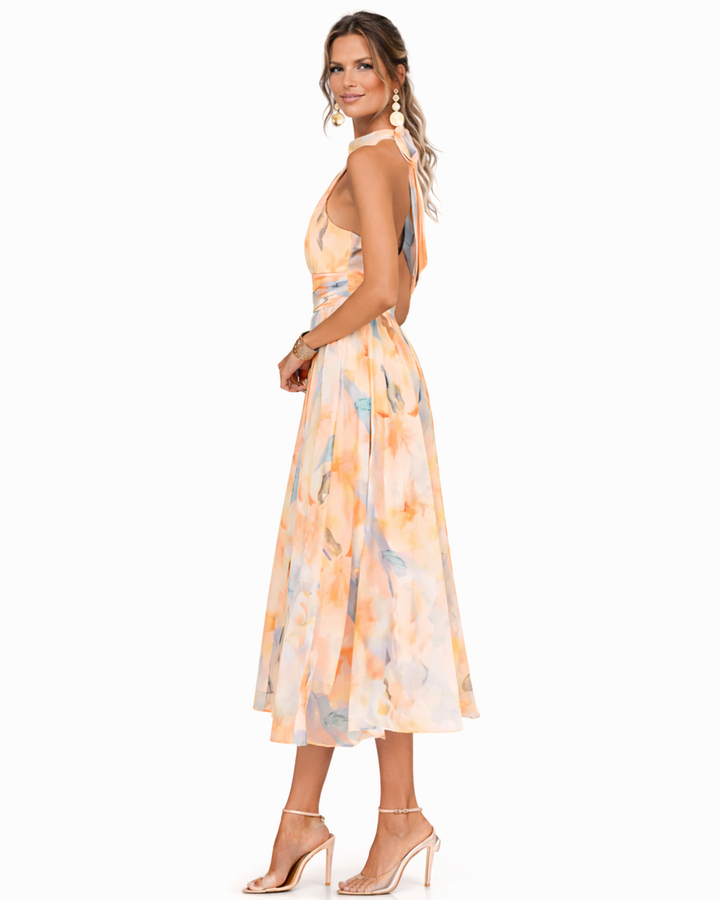AURORA | Robe Halter de Style Aquarelle