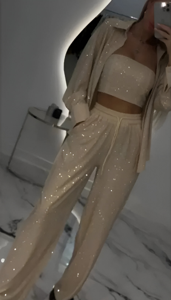 Nola™ | Ensemble de salon moderne de 3 pièces avec paillettes