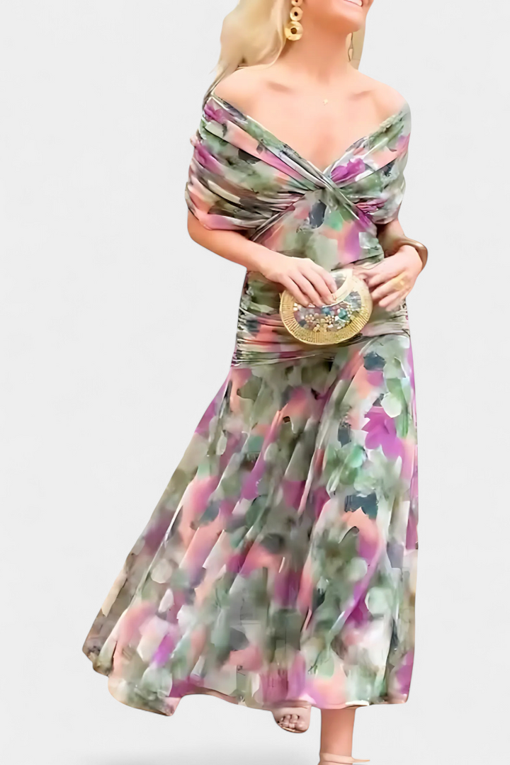 Florena | Robe Maxi Fleurie avec Décolleté en V