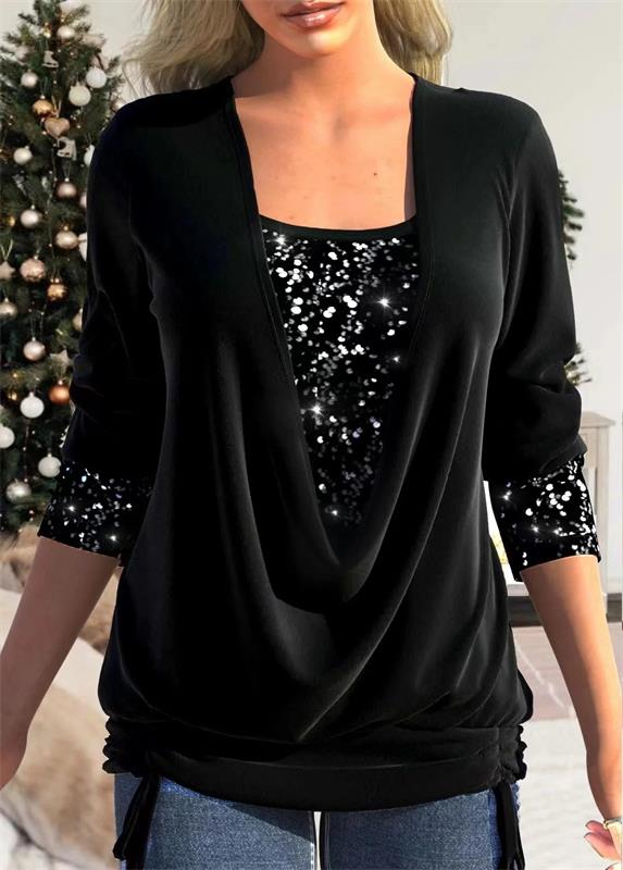 Arla™ | Blouse moderne avec cape de sequins