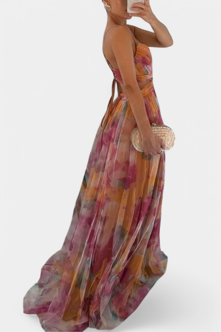 Ingrid | Robe Maxi Fleurie avec Décolleté en V