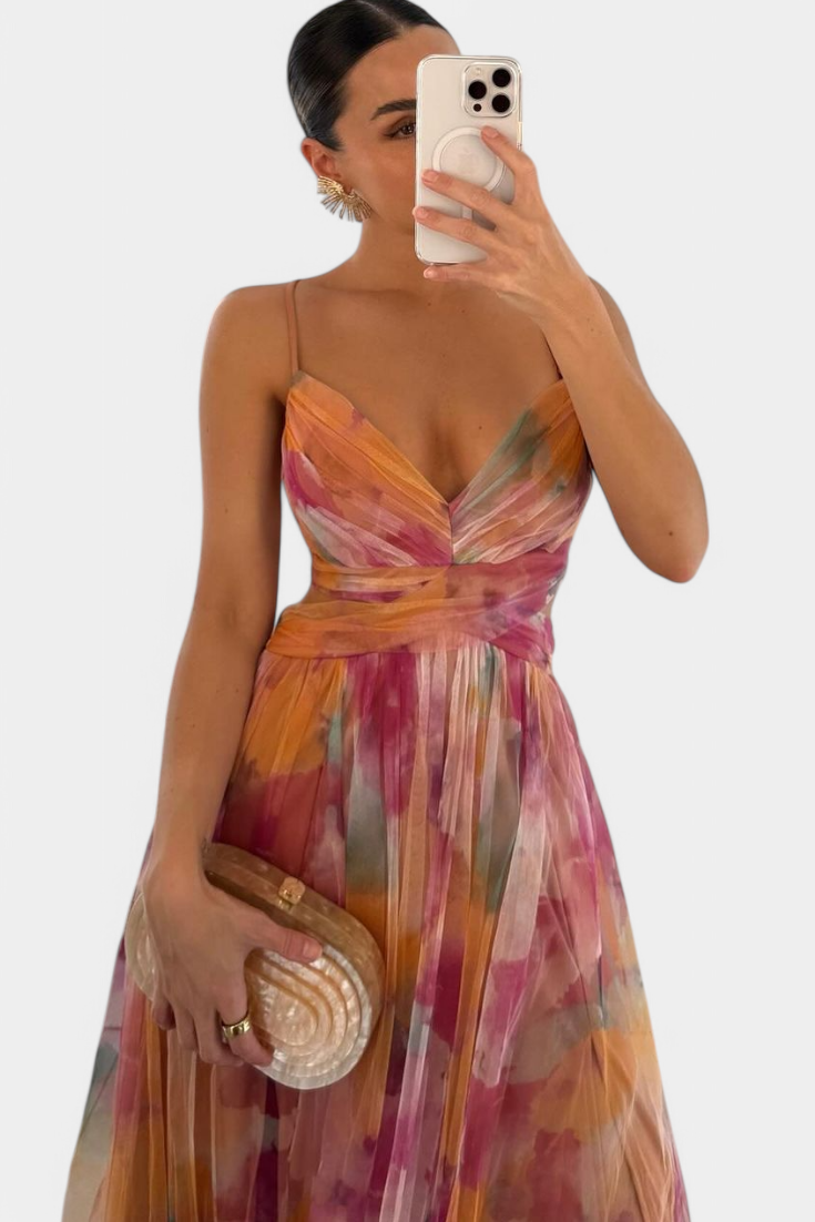 Ingrid | Robe Maxi Fleurie avec Décolleté en V