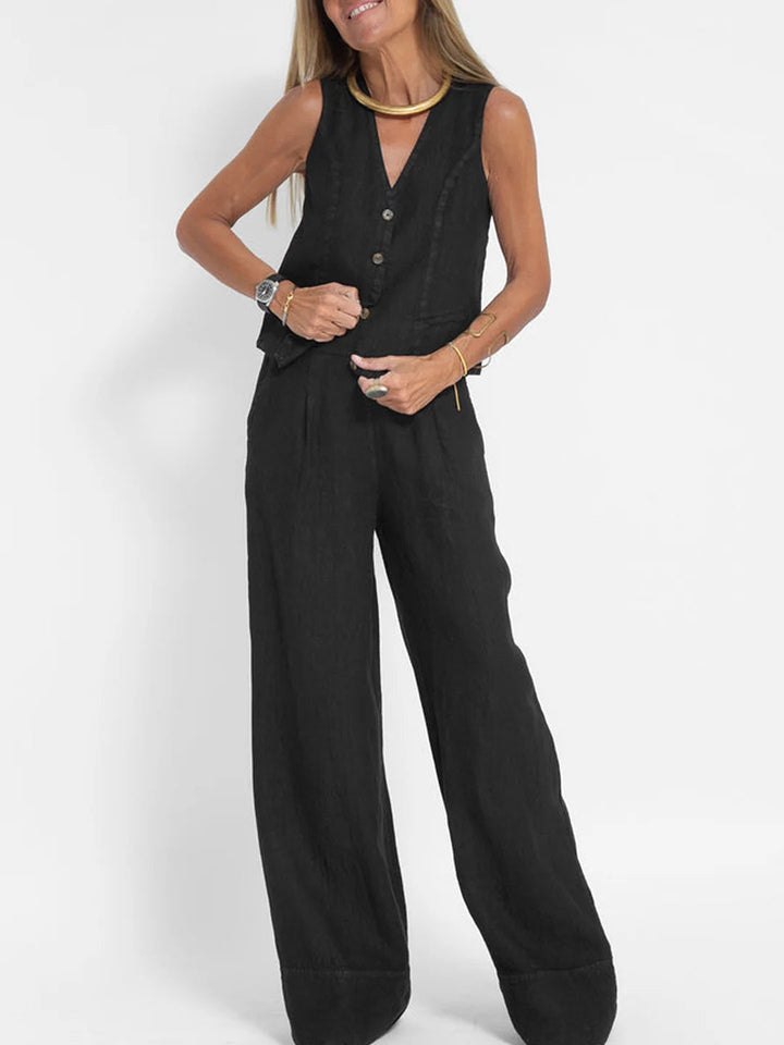 Aira | Ensemble élégant de deux pièces avec gilet et pantalon à jambes larges