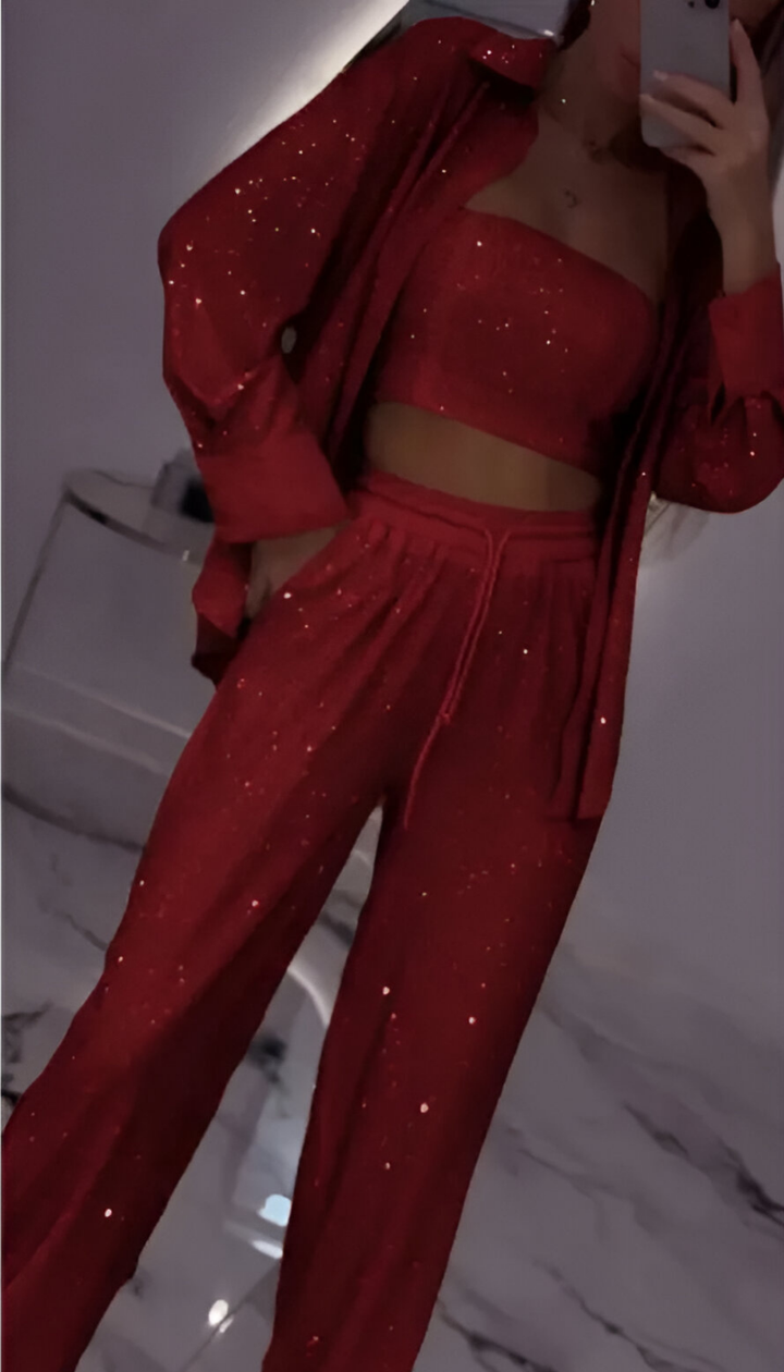Nola™ | Ensemble de salon moderne de 3 pièces avec paillettes