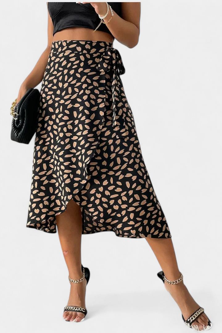 Camila | Jupe Enveloppante Boho avec Imprimé Asymétrique
