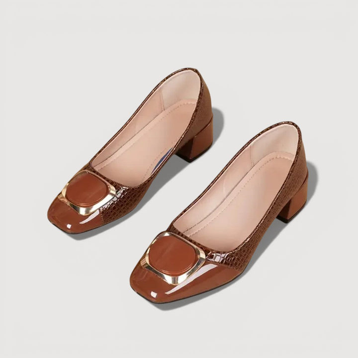 Livana | Chaussures à Talon Bas Effet Croco