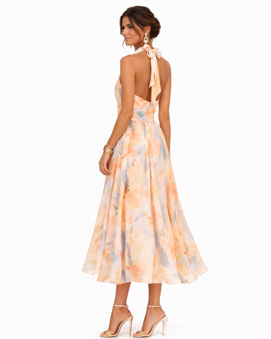 AURORA | Robe Halter de Style Aquarelle