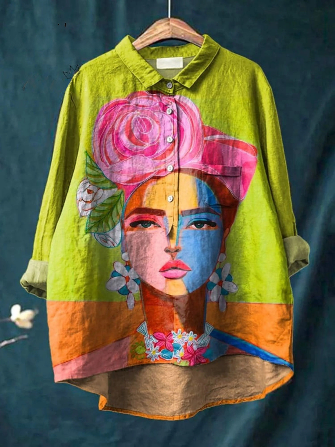 Lola | T-shirt décontracté avec portrait de Freda en peinture à l'huile imprimée