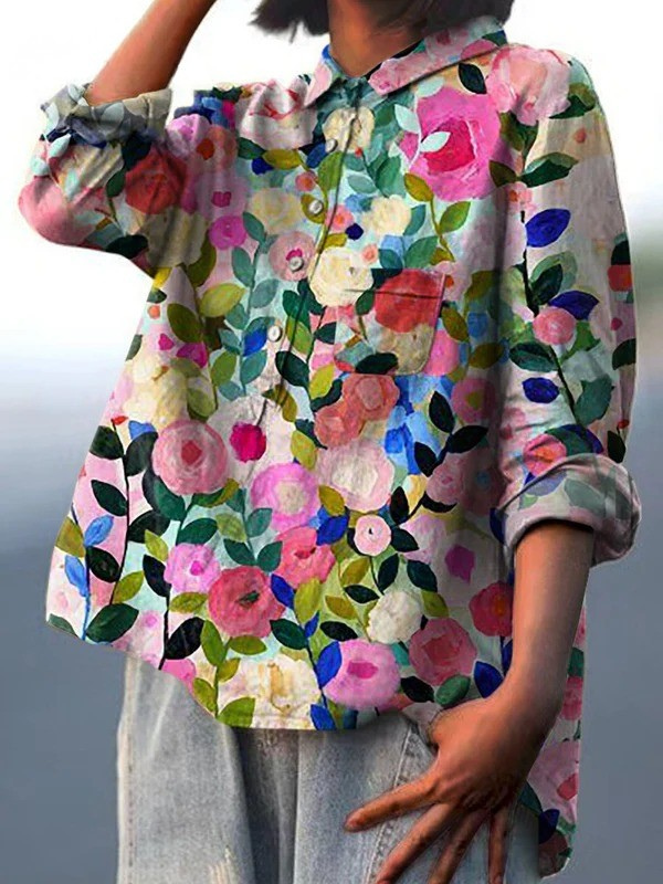 Mónica | Chemise Décontractée Femme avec Imprimé Floral Coloré de Printemps