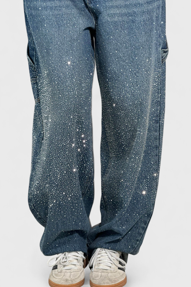 Dariya | Jean Cargo Balloon avec Brillance et Applications de Strass