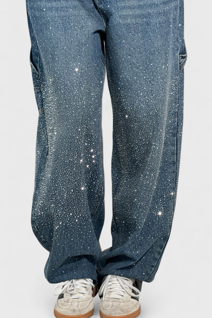 Dariya | Jean Cargo Balloon avec Brillance et Applications de Strass