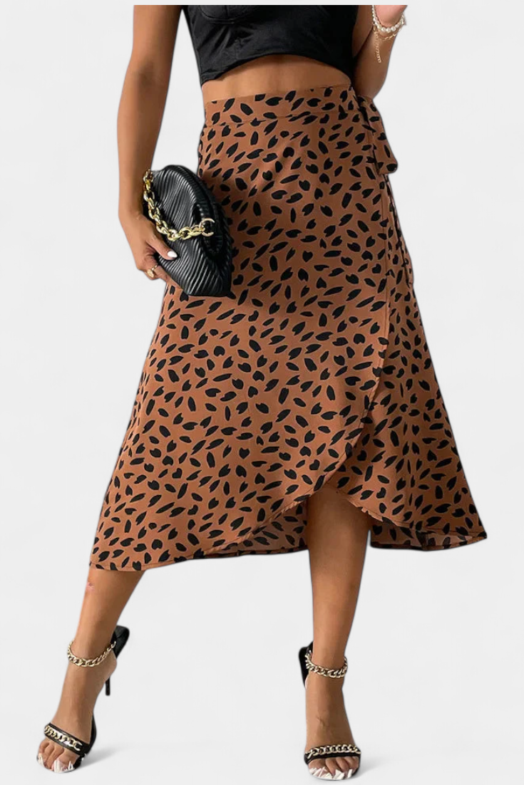 Camila | Jupe Enveloppante Boho avec Imprimé Asymétrique