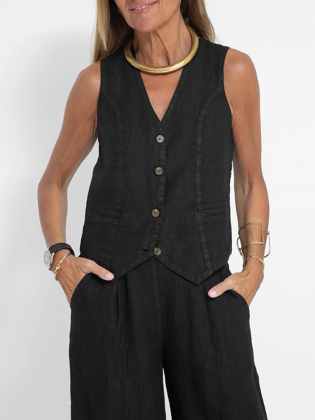 Aira | Ensemble élégant de deux pièces avec gilet et pantalon à jambes larges