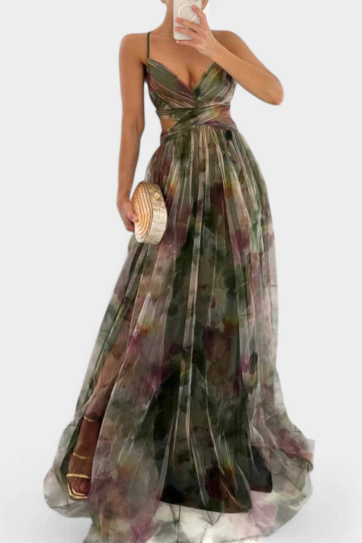 Ingrid | Robe Maxi Fleurie avec Décolleté en V