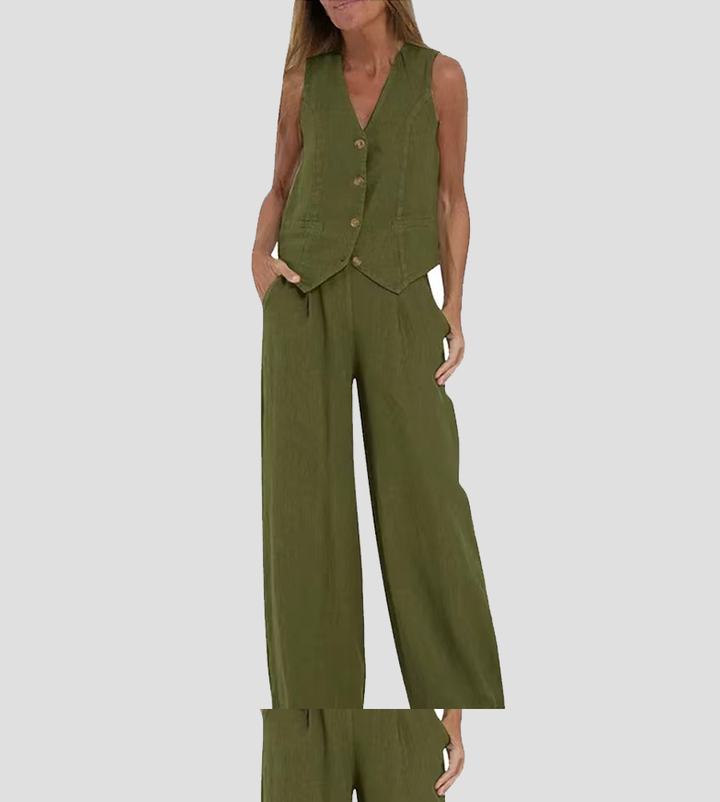 Aira | Ensemble élégant de deux pièces avec gilet et pantalon à jambes larges