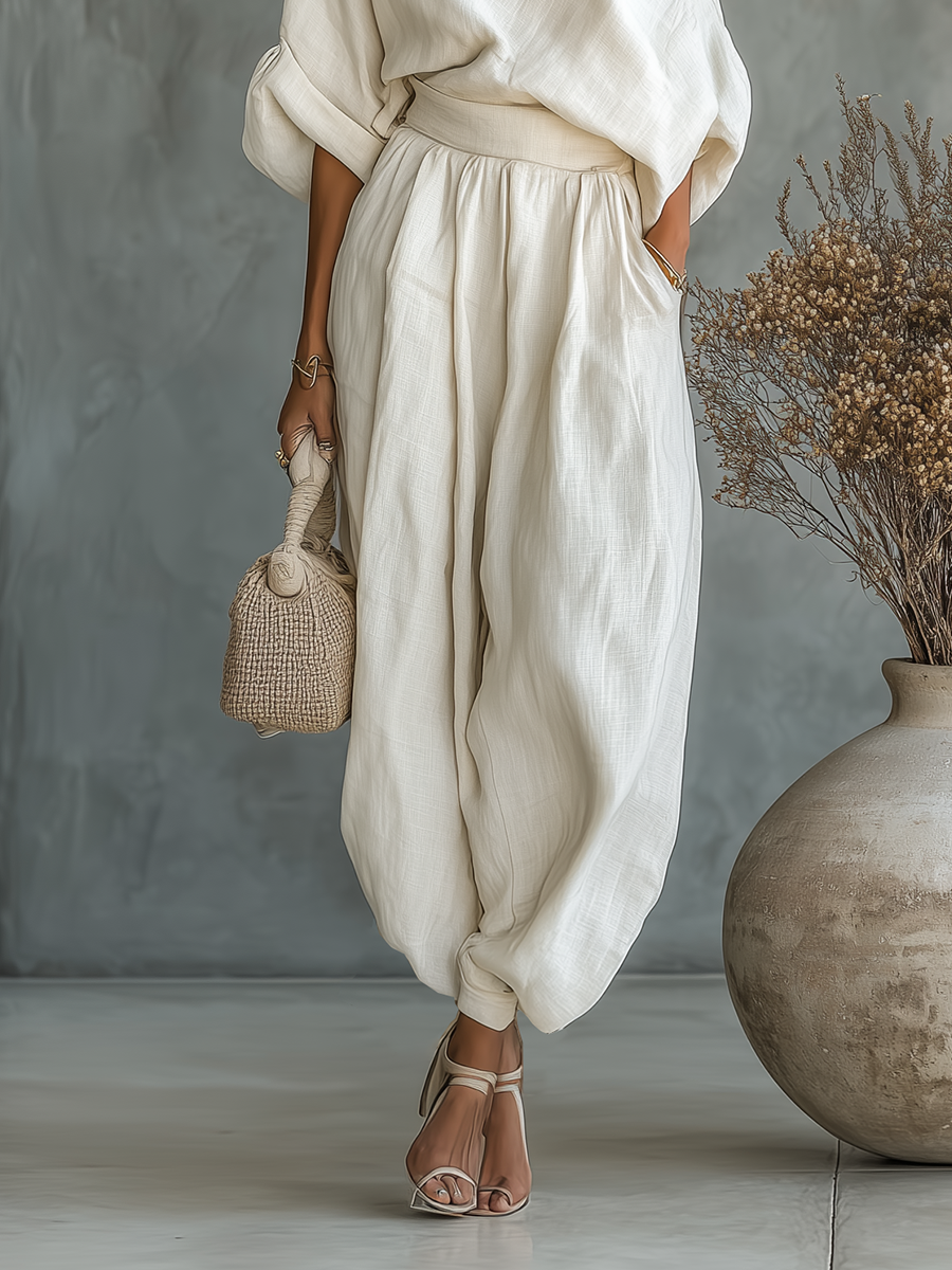 Ensemble en Lin Blanc Cassé