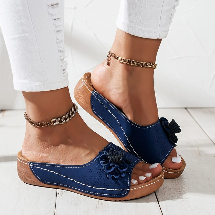 Flora | Sandales à Talon Compensé Slip-On à Bout Ouvert