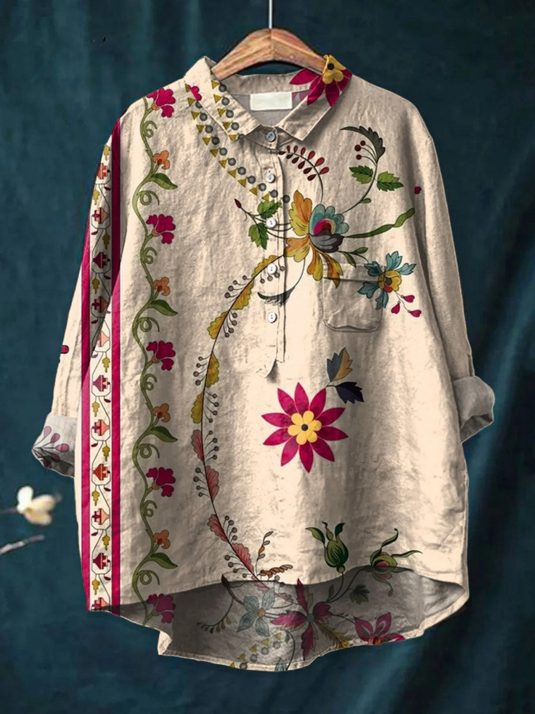 Andrea | Chemise Décontractée à Imprimé Floral Vintage