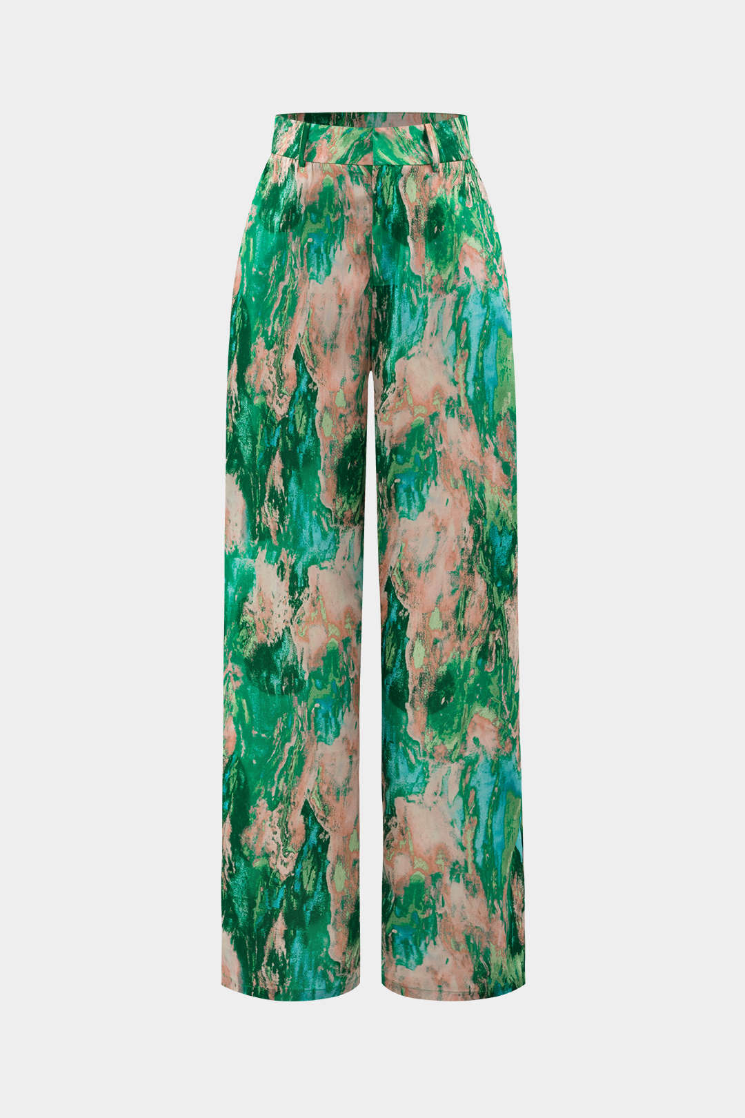 Inna | Pantalons Droits Taille Haute avec Imprimé Marbré