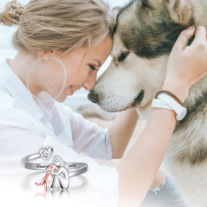 Anne | Bague avec Icône de Chien (Rose)