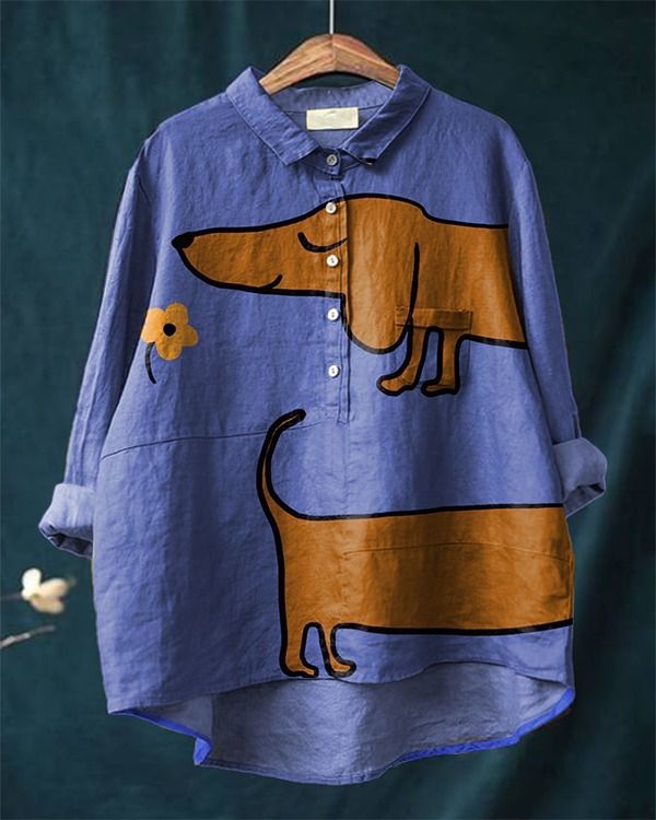Esther | Blouse Casual avec Imprimé Artistique de Teckel
