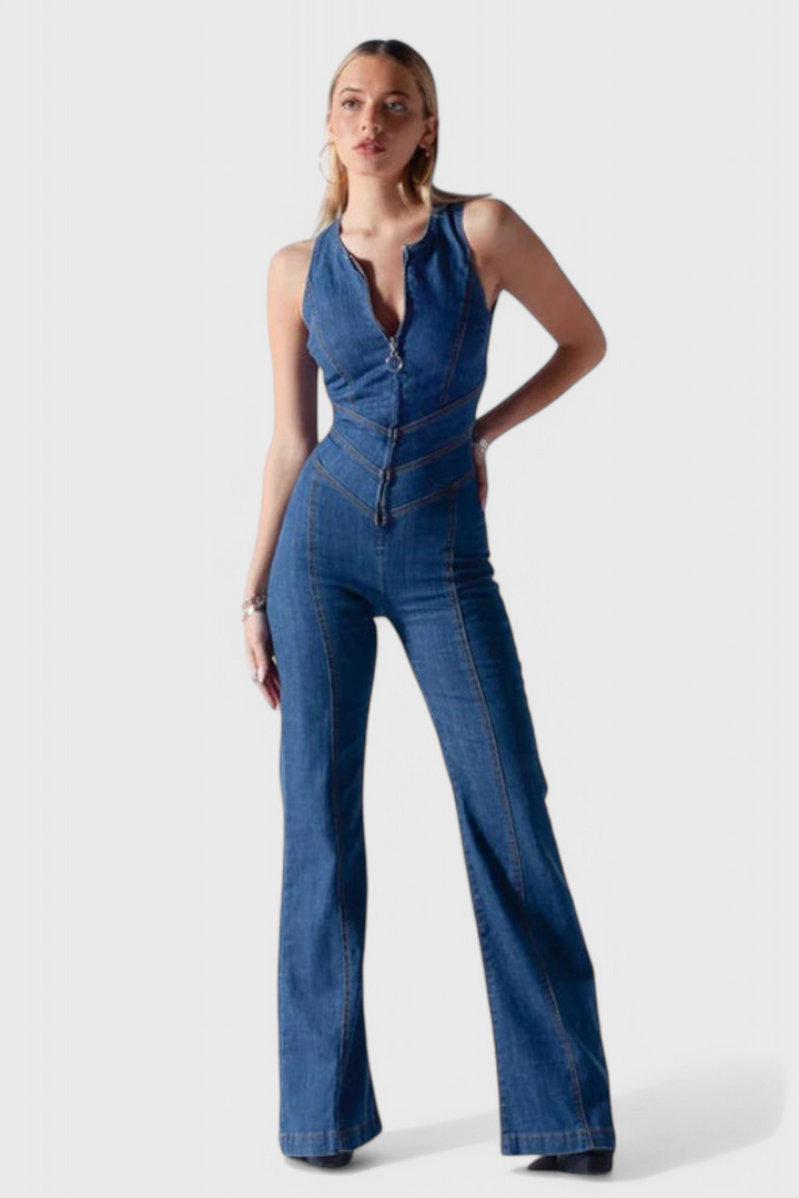 Maisie | Salopette en denim avec découpe en forme de cœur