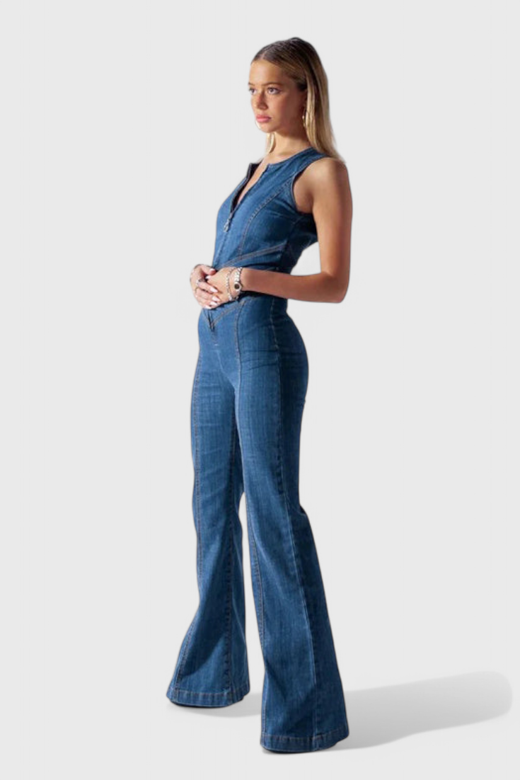 Maisie | Salopette en denim avec découpe en forme de cœur