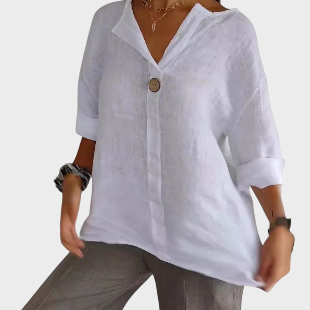Zamma | Blouse en lin avec col en V