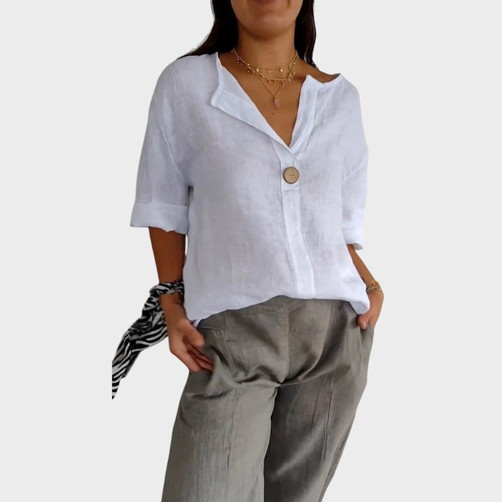 Zamma | Blouse en lin avec col en V