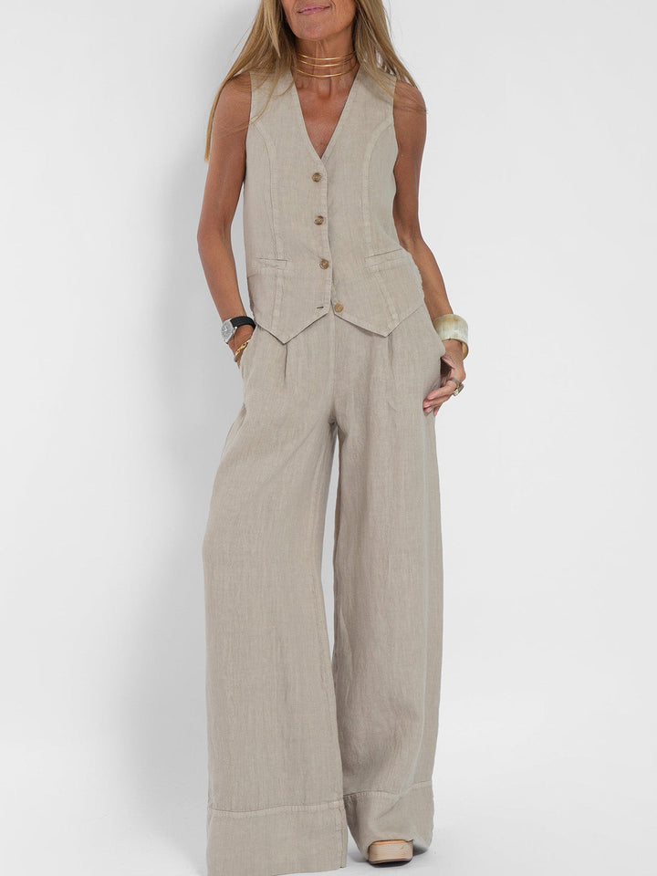 Aira | Ensemble élégant de deux pièces avec gilet et pantalon à jambes larges