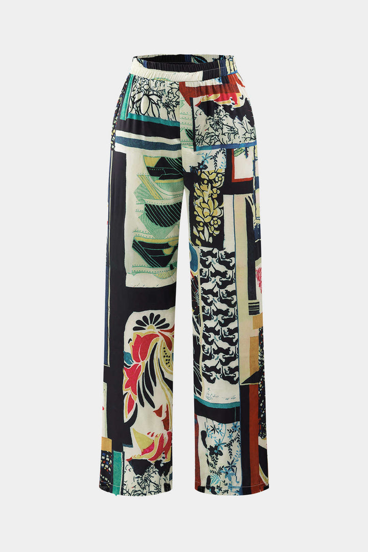 Arce | Pantalons Droits Taille Haute avec Imprimé Floral