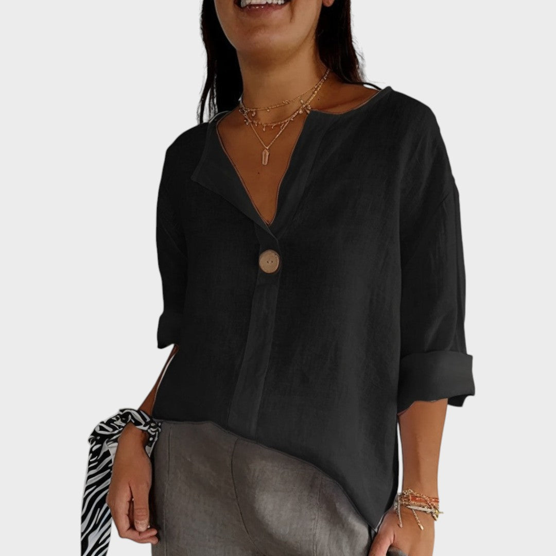 Zamma | Blouse en lin avec col en V