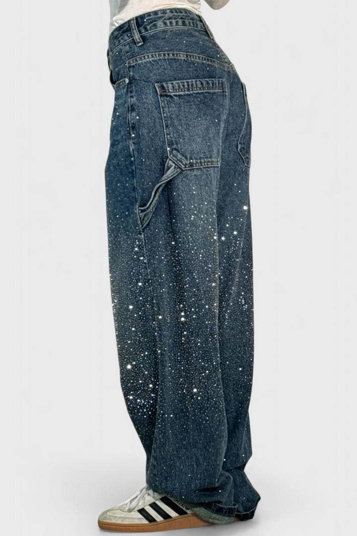 Dariya | Jean Cargo Balloon avec Brillance et Applications de Strass