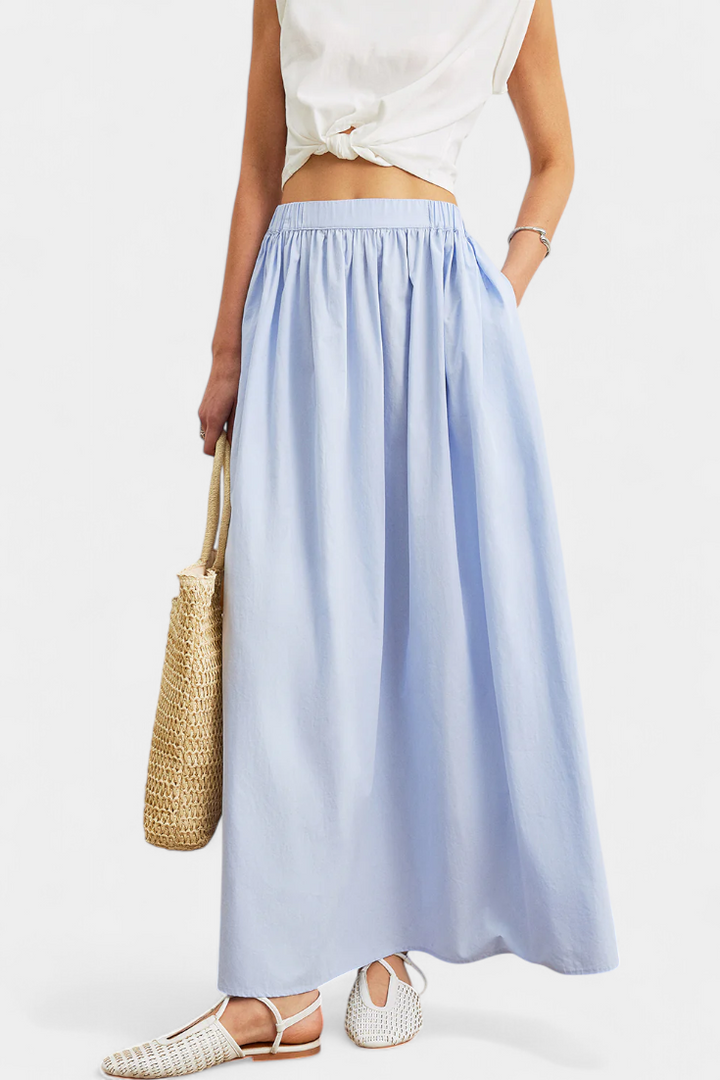 Yora | Jupe A-Line en Coton avec Taille Élastique et Poches