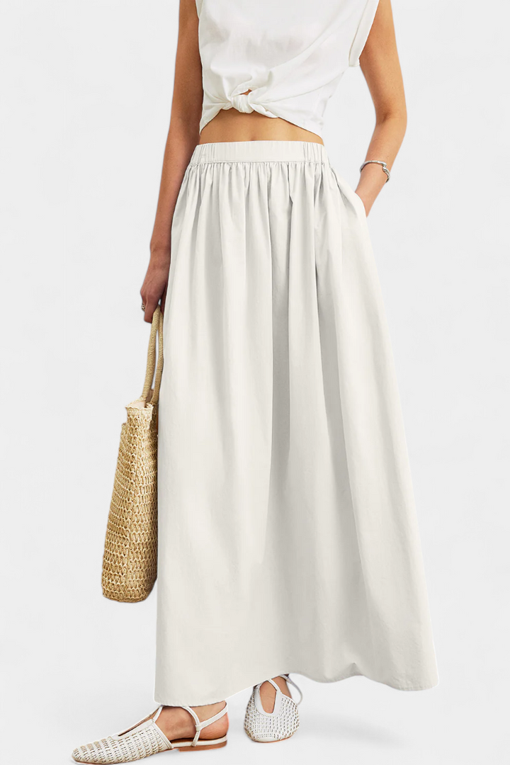 Yora | Jupe A-Line en Coton avec Taille Élastique et Poches