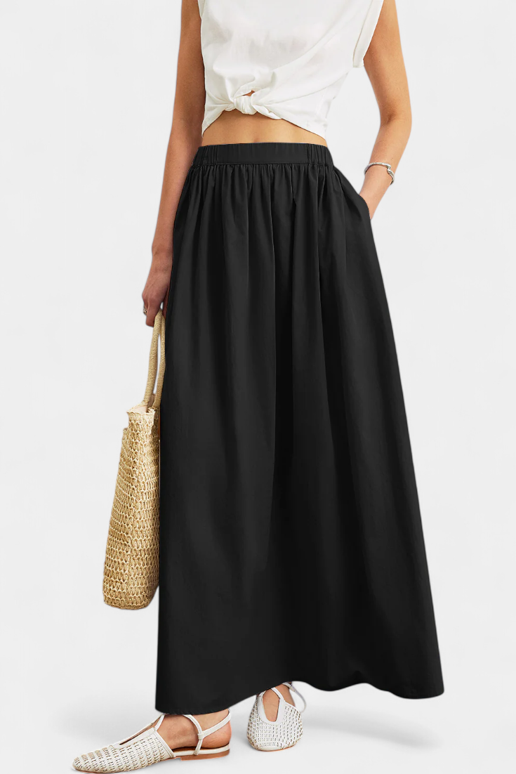 Yora | Jupe A-Line en Coton avec Taille Élastique et Poches