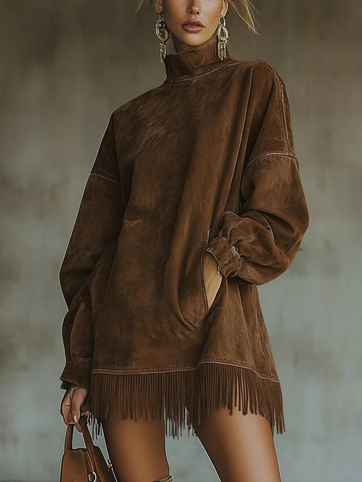 Amalia | Robe à col haut et franges