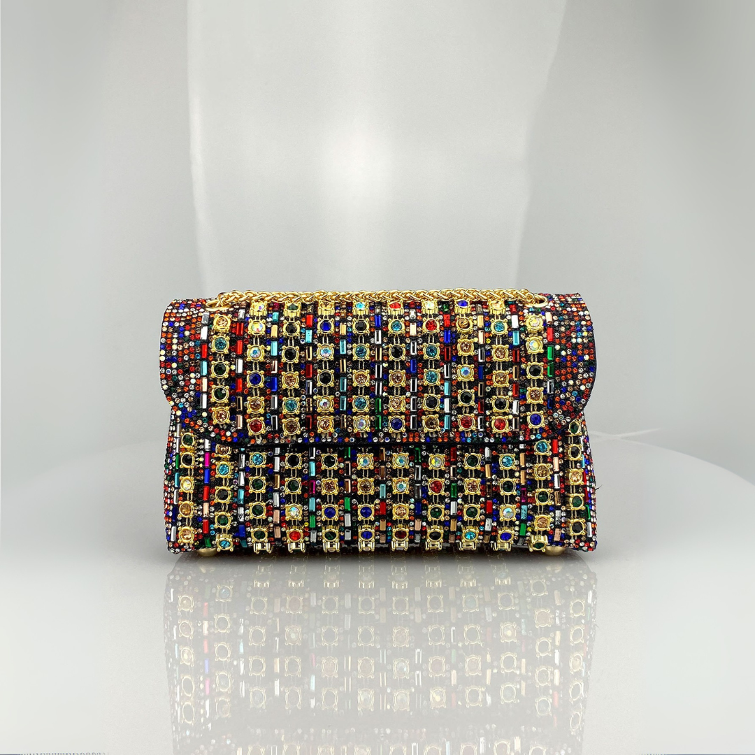 Alba | Sac à Bandoulière avec Chaîne Chic et Diamants Colorés