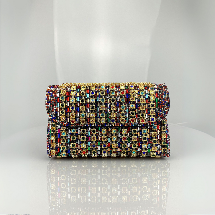 Alba | Sac à Bandoulière avec Chaîne Chic et Diamants Colorés