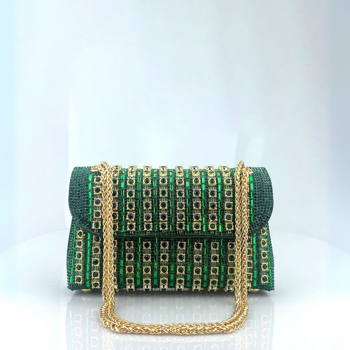 Alba | Sac à Bandoulière avec Chaîne Chic et Diamants Colorés