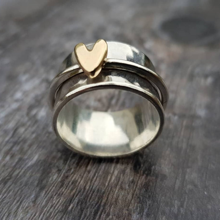 Anna | Bague en argent avec cœur doré