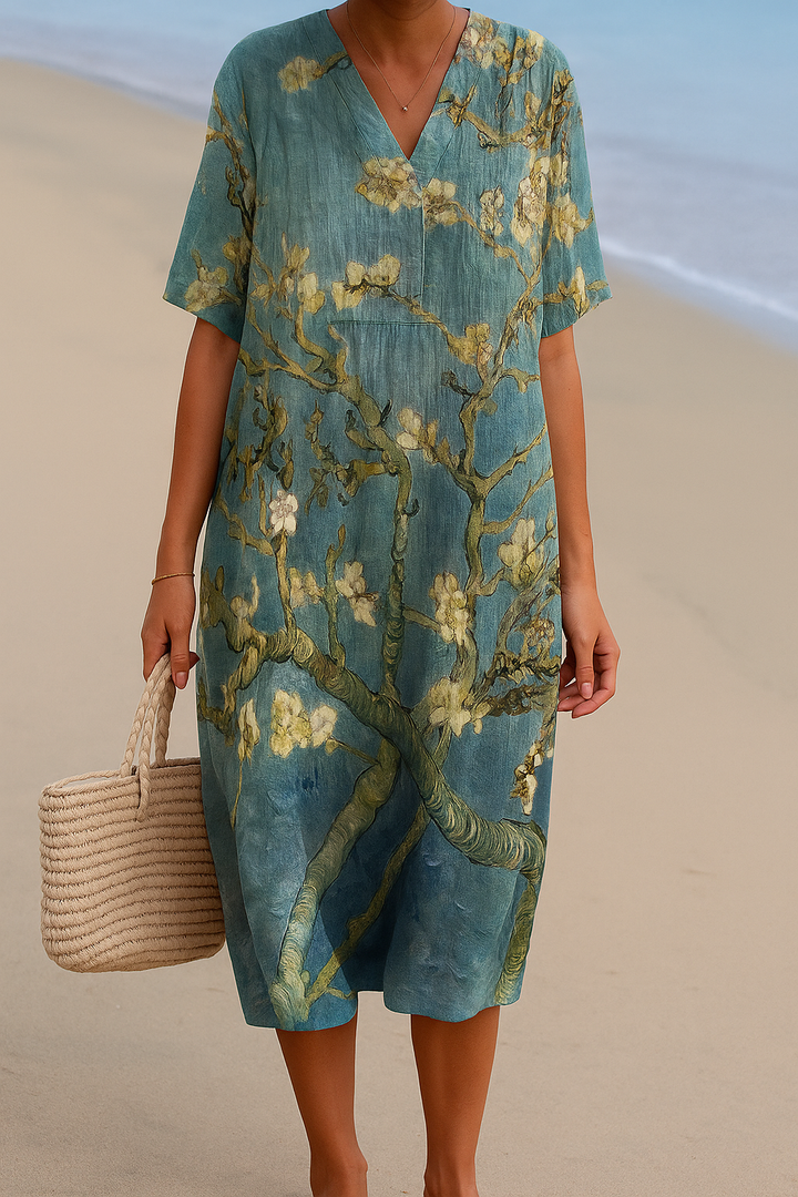 Mara - Robe Fleurie en Vert-Eau