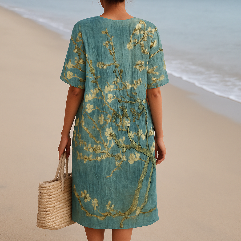Mara - Robe Fleurie en Vert-Eau