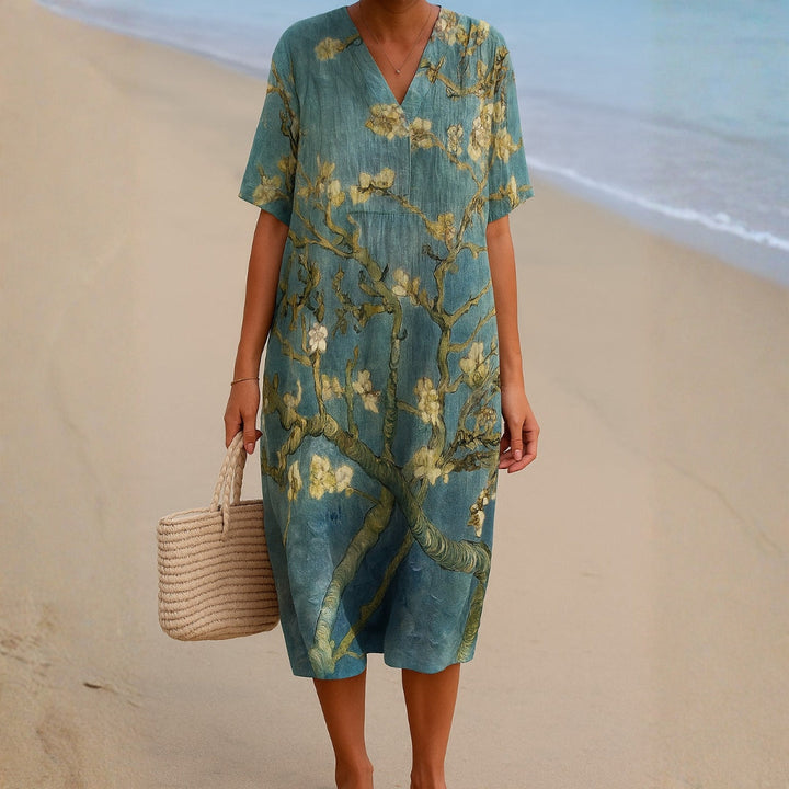 Mara - Robe Fleurie en Vert-Eau