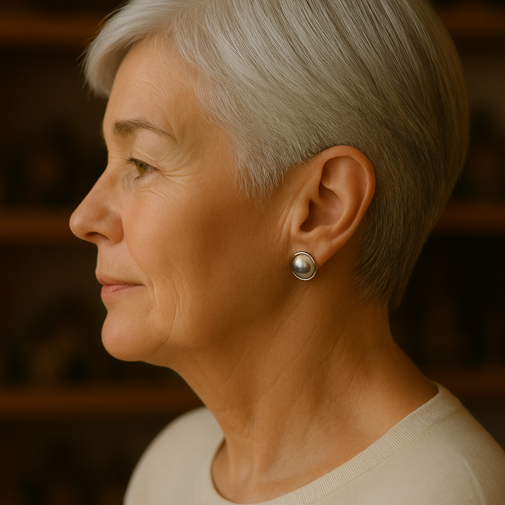 Boucles d'oreilles Sophistiquées avec Perle Noire
