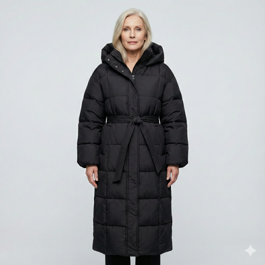 Adriana | Manteau Matelassé Long avec Ceinture