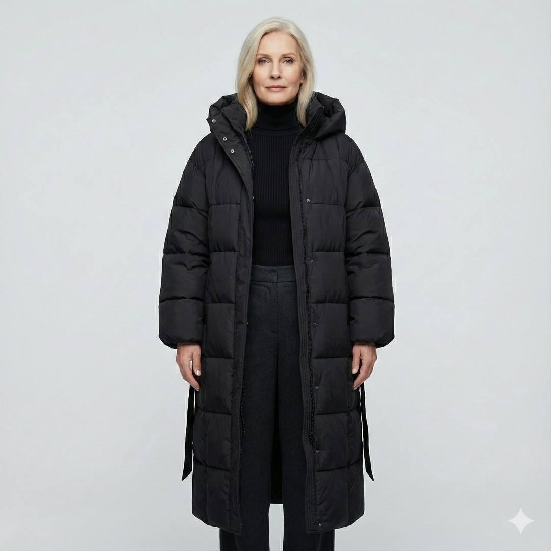 Adriana | Manteau Matelassé Long avec Ceinture