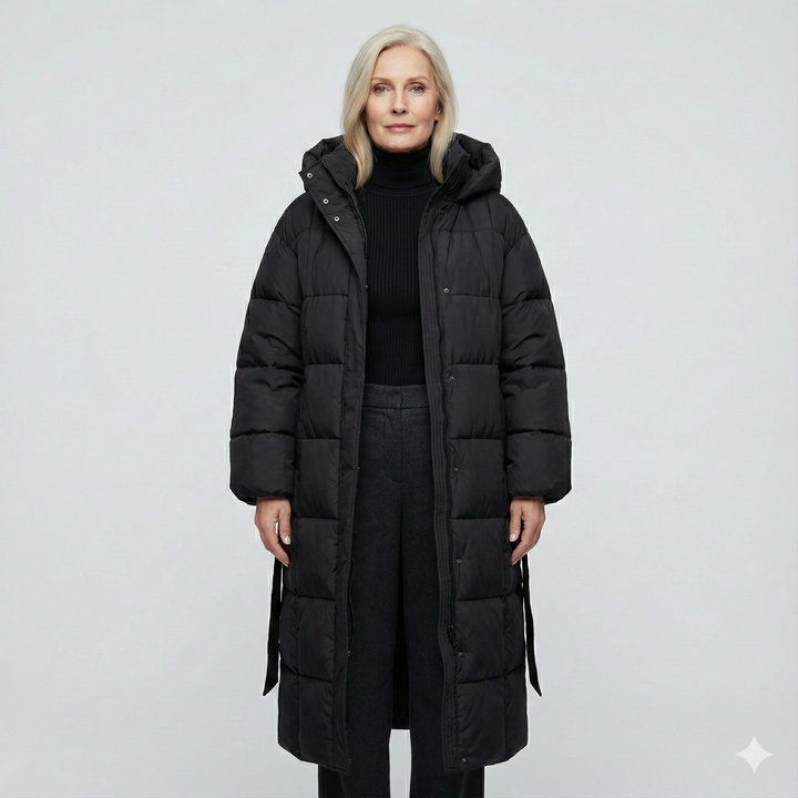 Adriana | Manteau Matelassé Long avec Ceinture