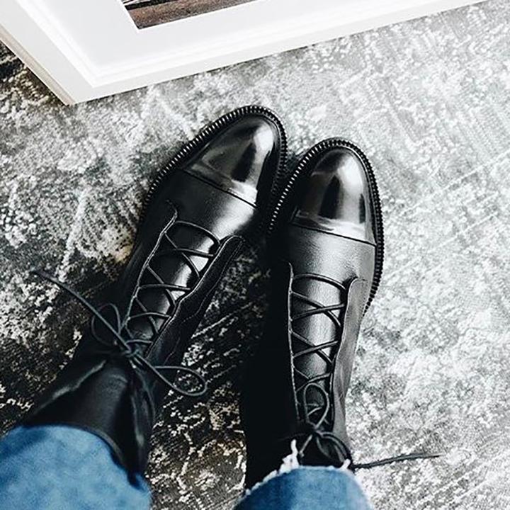 Gabriela | Bottes en Cuir Synthétique Noir de Haute Qualité